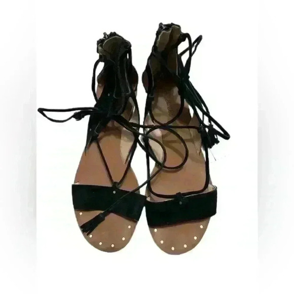 Madewell Women’s Sandals Size 7 Bridget Black Lace Up Gladiator Sandals - Picture 3 of 7